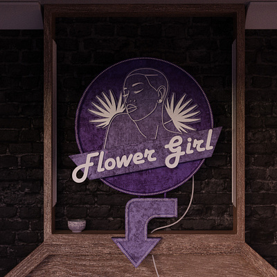 Flower Girl (Vintage neon sign) 3d art 3d artist art beauty blender blender3d blender3dart cycles render cyclesrender design rendered