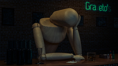 One for the road 3d 3dart beer design digital doll drink pub render wooden