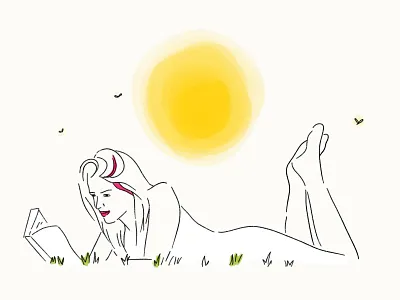 Reading Outdoors books butterfly hand drawn human illustration ipad pro laying meditate minimal nature procreate reading relax relaxing spring summer sun sunset travel vacation