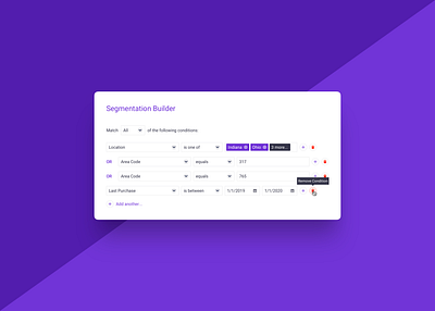 Segmentation Builder builder condition conditions indiana indianapolis innovatemap list builder logic marketing operator segment segment builder segmentation statements ui ux