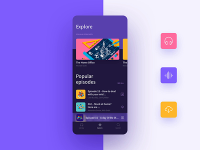 Podcasts - animation after effect animated animation app concept design flat illustration minimal mobile modern player podcast product design sketch ui ui design uiux ux vector