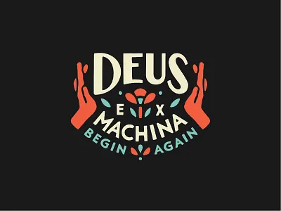 Deus Art badge custom type deus deus ex machina deusquarantee flower handmade hands illustration lettering lockup procreate sans serif tshirt