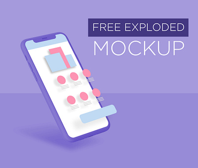 Free Exploded Mockup 3d app application clean dark design dribbble exploded exploded view flat free freebie ios iphone mobile mock up mockups ui ux