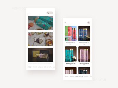 Daily UI 027 - Tea Shopping App app buy dailyui minimal mobile app product product page shopping tea twg