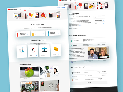 YouTube Learning - desktop view (V1) education learning livestream school youtube
