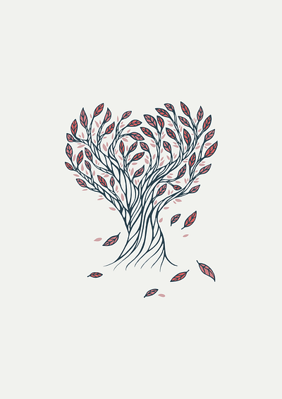 Condolence Tree broken heart condolence death graphic design grief heart illustration loss love memorial red sadness sorrow tree