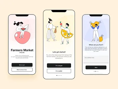 Onboarding for a Farmers Market App adobe xd app design design app illustration interface ui ui ux