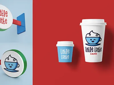 Café Concept Cups branding cafe cafe branding café children coffee coffee cup cute happy illustration kids kids illustration latte logo playful