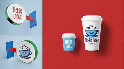 Café Concept Cups branding cafe cafe branding café children coffee coffee cup cute happy illustration kids kids illustration latte logo playful