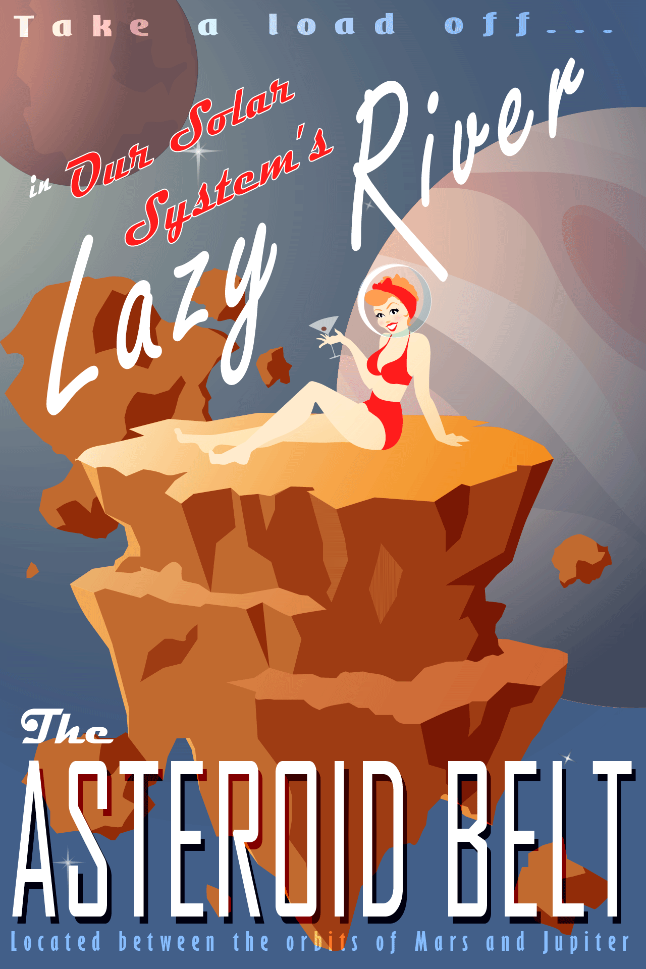 Coolin' In the Asteroid Belt design digital illustration illustration illustrator retro typography vector vector art vector illustration