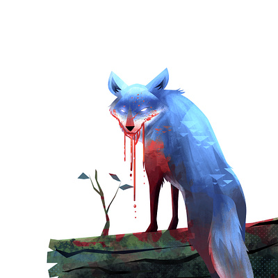 Coyote's Blood Thirst animal character illustration photoshop