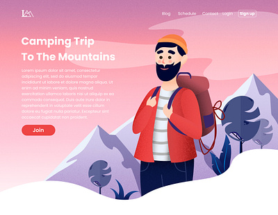 Camping Trip flat illustration mountain ui vector