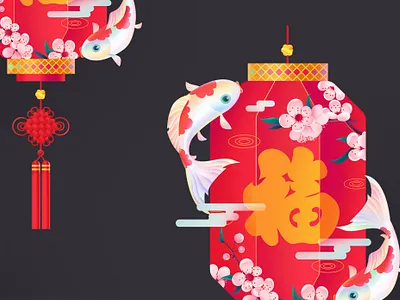 lantern brings you luck festival illustration lunarnewyear red