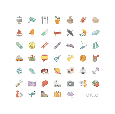 Ditto : Activity Icons activity icons app design flat icons iconography icons illustration