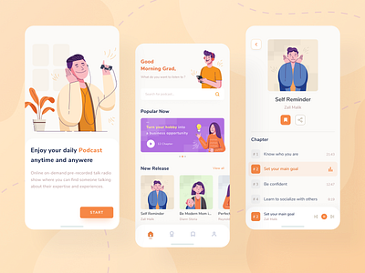 Podcast App app apps clean design illustration ios music news onboarding playlist podcast speaker ui ux vector
