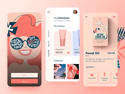 Beauty App Concept UI app beauty beautyapp design illustraion make up makeup minimal mobile product product design product page skincare ui uidesign uxdesign