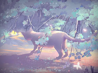 Snow art dream illustration scenery tree