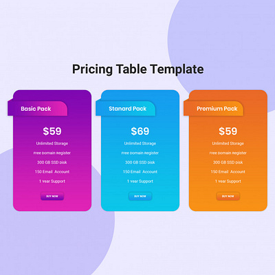 Pricing Table Template pricing page pricing table