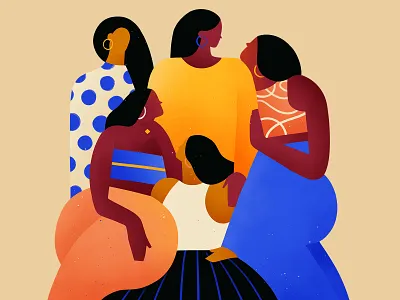 Family reunion 💙🍑 characterdesign family girls illustration reunion