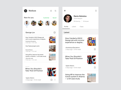 Daily UI #006 User Profile app article clean dailyui minimal mobile ui user profile ux