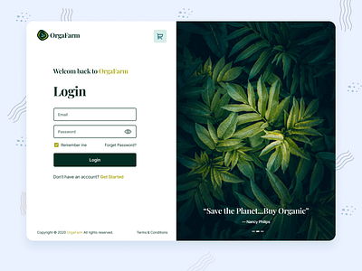 Login page | OrgaFarm store admin design admin panel branding creative green login login form login page logo natural organic organic food store design trend typography ui design