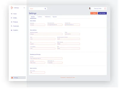 Store Dashboard - Settings Page 007 app daily 100 challenge dailyui dashboard design minimal typography ui ux web design