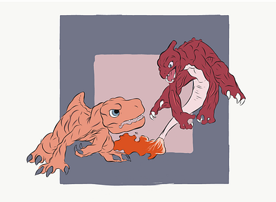 Agumon X Charmeleon adobe illustrator illustration