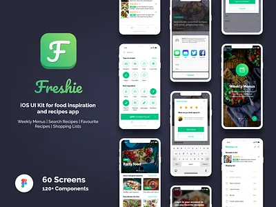 Store Presence - Freshie iOS UI Kit for food inspiration apps app design figma figma design figmadesign food food and drink food app foodie ios recipe recipes ui ui kit ui kit design ui kits ui8net uikit uikits ux