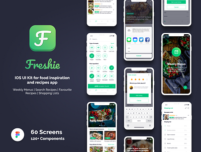 Store Presence - Freshie iOS UI Kit for food inspiration apps app design figma figma design figmadesign food food and drink food app foodie ios recipe recipes ui ui kit ui kit design ui kits ui8net uikit uikits ux