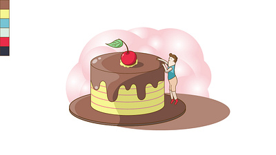 A tasty morsel for dieting boy cake cherry cherry pie design diet dribbble illustration illustrator solopovdesign vector