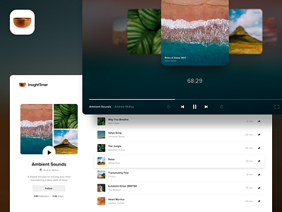 Insight Timer - Playlists for web media media player meditation meditation app music player player player ui playlists ui uiux userinterface web web player website website design