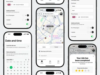 Luxury ride booking App- Passenger booking and payment screens design luxury car booking mobile app ridesharing app taxi app ui uiux design ux