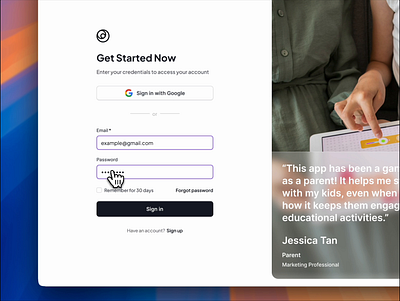 Login Screen - KidsApp animation kids minimalism parents ui