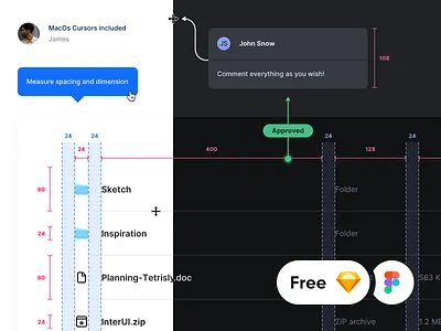 Free UX/UI Doc Kit comments documentation figma freebies kit label marks measure notes resources sketch spacing specification styleguide uikit