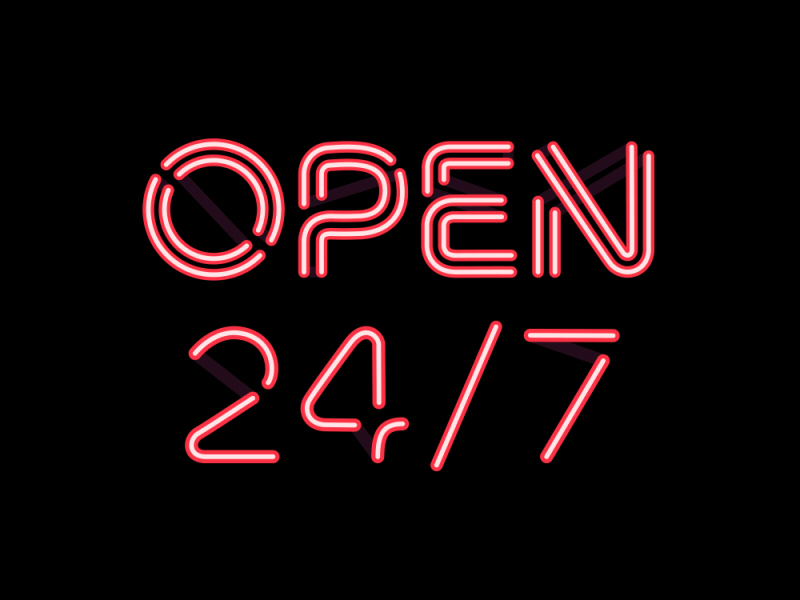 Radiate - Open 24/7 after effects animated animography font loop motion neon open type typeface typography