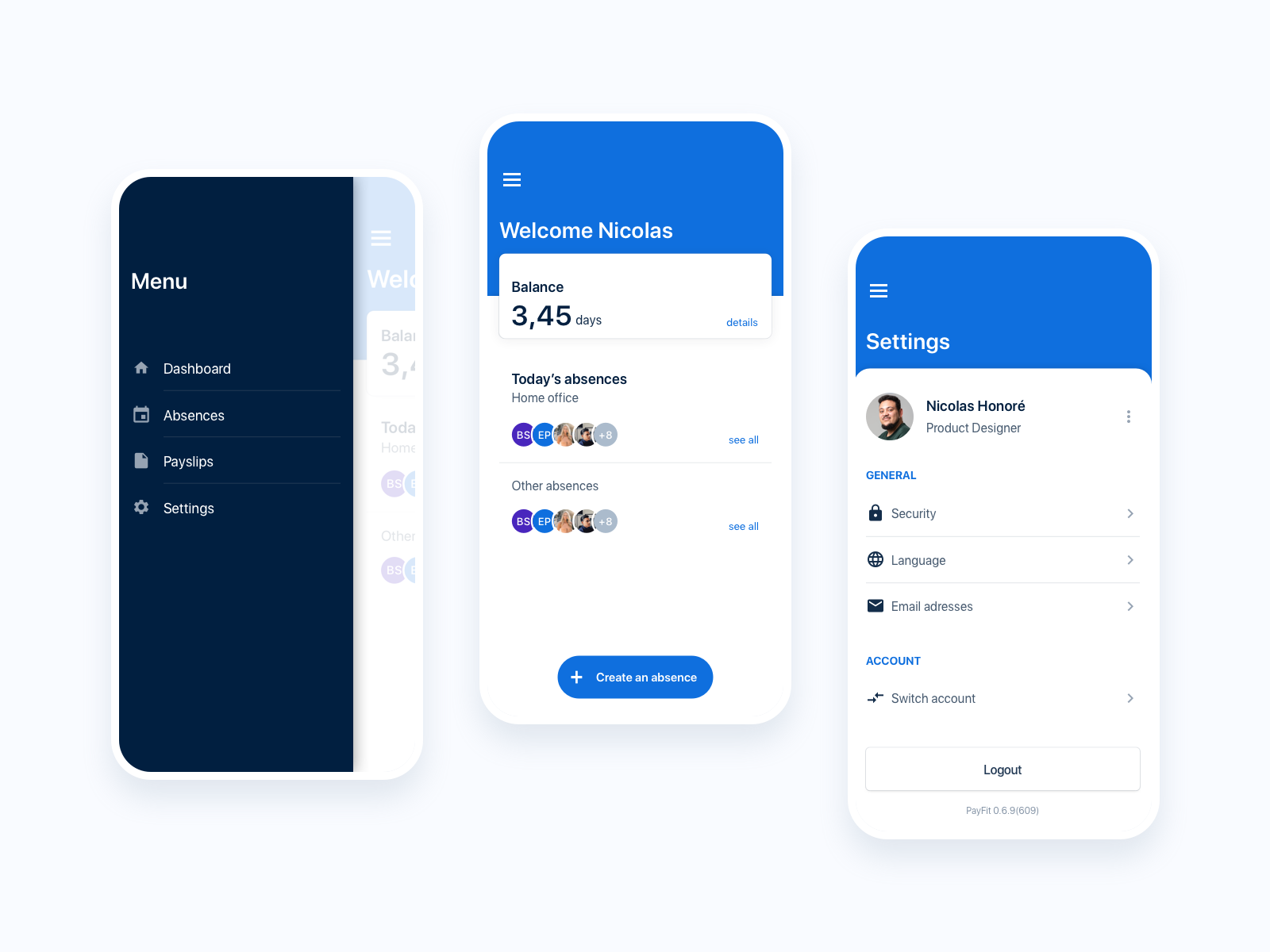 Example of PayFit - App Mobile