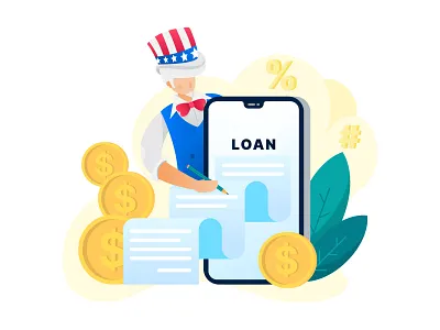 loan adobe illustrator art blog coin flat graphic design illustration loan mobile patriot scroll uncle sam usa vector vector artwork