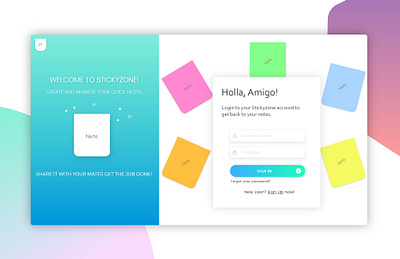 Stickyzone sign-in UI adobe xd branding dailyui design dribbble ui