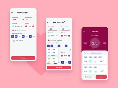 INR calculator calc calculator dailyui figma graphics hover medical app mobile mobile app pills ui ui design user interface ux