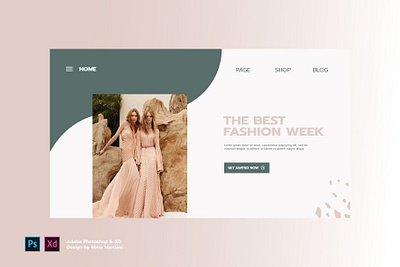 Fashion Ecommerce Header PSD and XD banner business ecommerce fashion header online page reatil ui ux vectote web website