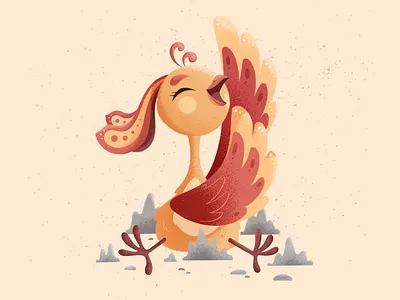 Little phoenix 2d ashes baby bird character design color feathers happy illustration ipadpro phoenix procreate rebirth rise stepdraw texture