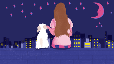 Best friends art city design dog girl graphic design graphicdesign illustration illustration art illustrator nightcity vector