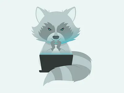 Racoon illustration cartoon clever design hacker illustration racoon vector