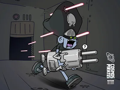 Escape from cosmos prison adventure boy character cosmos illustration pirates robots star universe