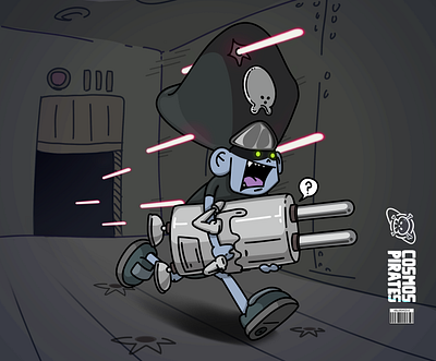 Escape from cosmos prison adventure boy character cosmos illustration pirates robots star universe