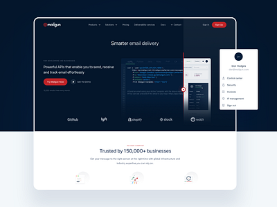 Mailgun: Email delivery, supercharged mailing product design ui ux web app webdesign website