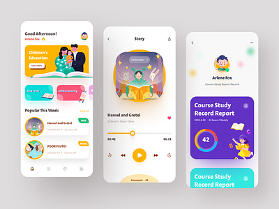 Child education App Design 2020 app application child children book illustration clean design education education app figma icon illustraion illustration art mobile player story storytelling ui ux