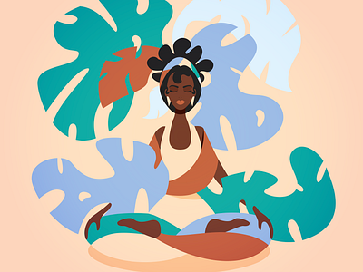 Yoga adobe illustrator flat graphic design illustration inspiration leaves minimalism nature woman woman illustration yoga yoga pose