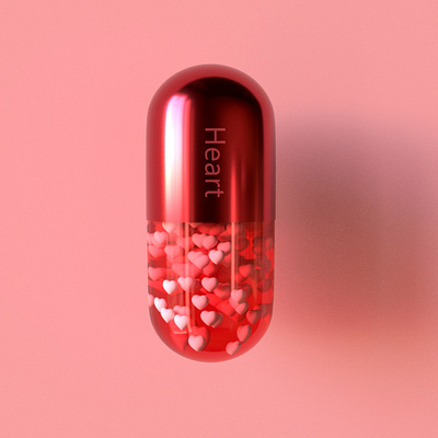 Heart growth medicine capsule cinema4d heart love maxon pills red redshift