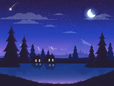 Night Light landscape behance dribbble homepage illustration landing page landscape landscape design logo moonlight night light ui ui kit uidesign uplabs